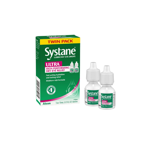 Systane Ultra Lubricant Eye Drops, Artificial Tears for Dry Eye, Twin Pack, 10-mL Each